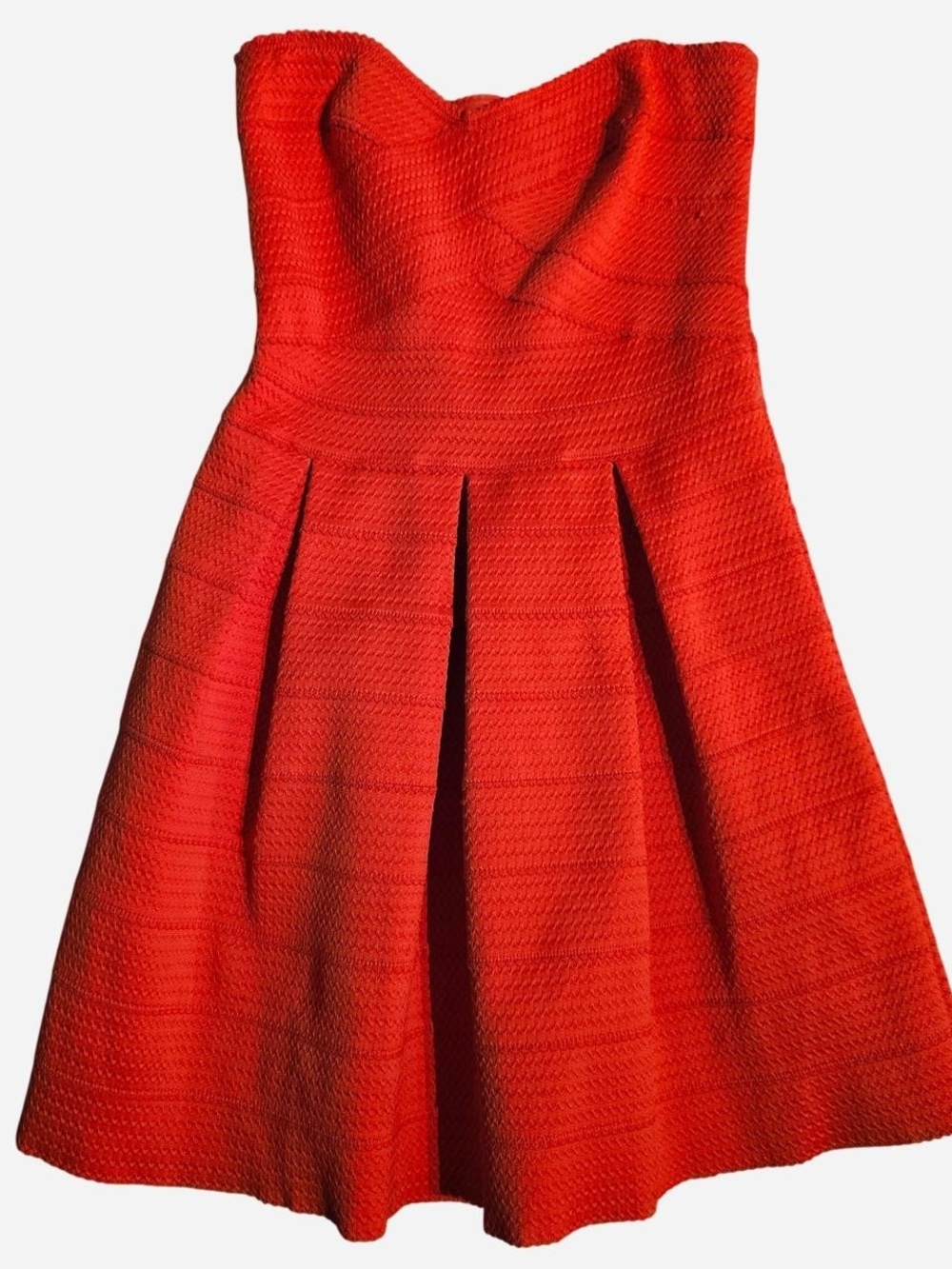 Express Strapless Salmon Pink Fit-and-Flare Dress